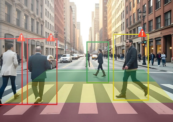 Ai kameran detekterar personer som går framför fordonet