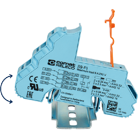 Enkel montering på DIN-skena med push-in sockel
